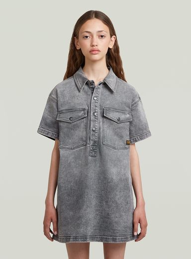 Girls Dress Shirt Collar Denim
